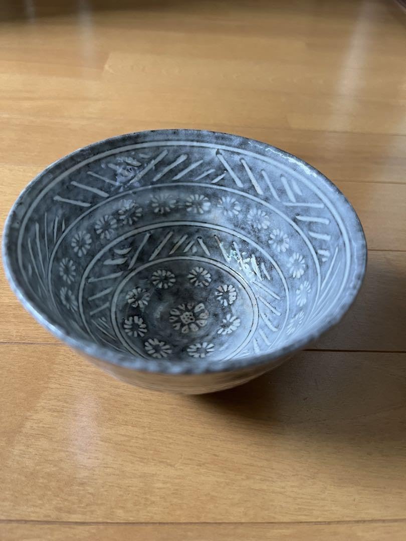 Amazon.co.jp: 三島 青磁 三島手 三島焼 花模様 印花 抹茶碗